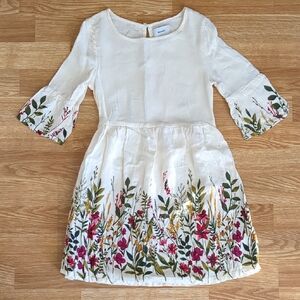 Girls Old Navy Cream and Floral Autumn Fall Dress, Size 6/7